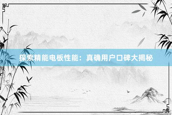 探索精能电板性能：真确用户口碑大揭秘