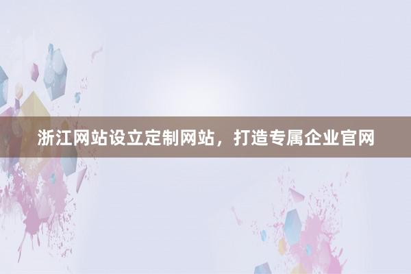浙江网站设立定制网站，打造专属企业官网
